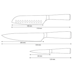 Shinrai Knives - Damascus Print 3-delige Messenset - Koksmes + Santoku + Schilmes