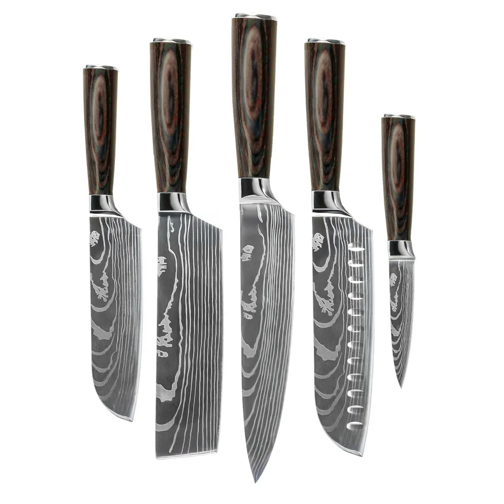 Shinrai Knives - Damascus Print 5-delige Messenset