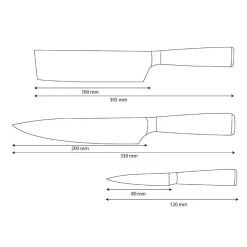 Shinrai Knives - Damascus Print 3-delige Messenset - Koksmes + Nakiri + Schilmes