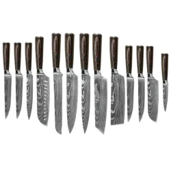 Shinrai Knives - Damascus Print 13-delige Messenset - Master collection XL set