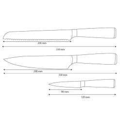 Shinrai Knives - Damascus Print 3-delige Messenset - Koksmes + Broodmes + Schilmes
