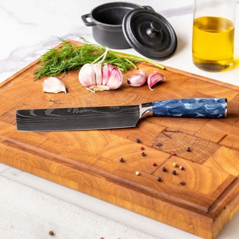 Shinrai Knives - Damascus Print Epoxy Sapphire - 6-delige Messenset