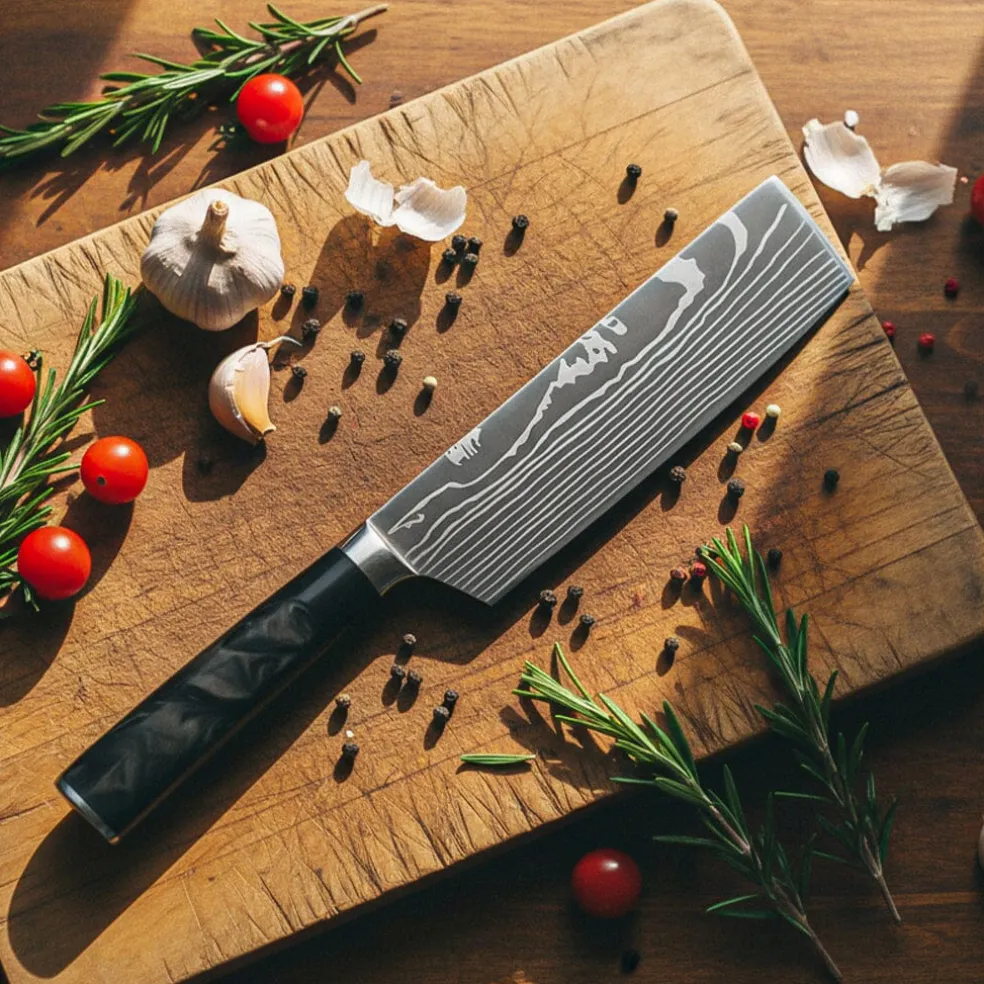 Shinrai Knives - Damascus Print Onyx Epoxy 9-delige Messenset
