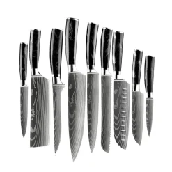 Shinrai Knives - Damascus Print Onyx Epoxy 9-delige Messenset
