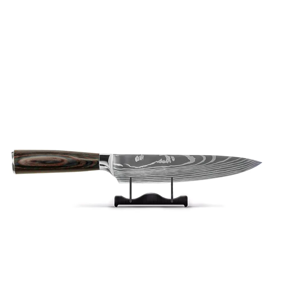 Shinrai Knives - Damascus Print 7-delige Messenset + Messenblok Stans