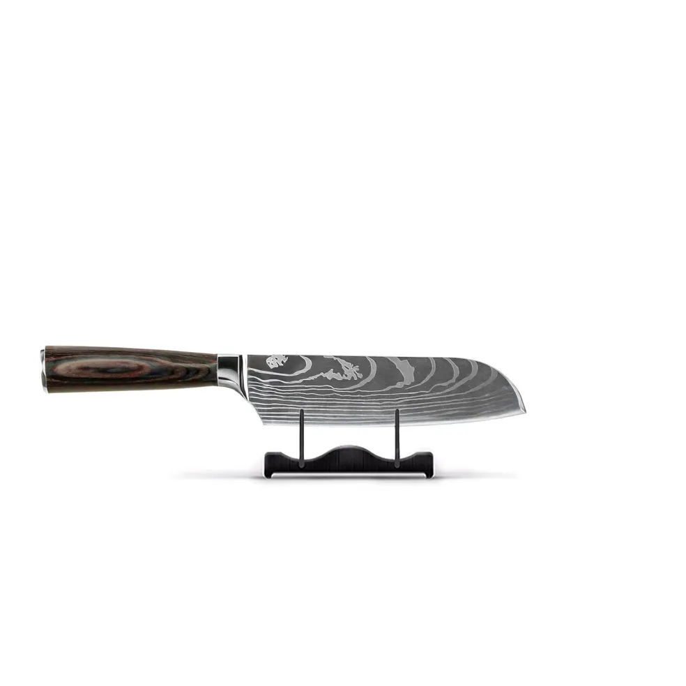 Shinrai Knives - Damascus Print 7-delige Messenset + Messenblok Stans
