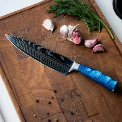 Shinrai Knives - Damascus Print Epoxy Sapphire Koksmes 20 cm
