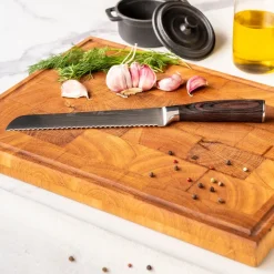 Shinrai Knives - Damascus Print 4-delige Messenset - Santoku + Broodmes + Nakiri + Schilmes