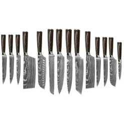 Shinrai Knives - Damascus Print 14-delige Messenset - Master collection XXL set