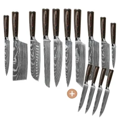 Shinrai Knives - Damascus Print 14-delige Messenset - Master collection XXL set