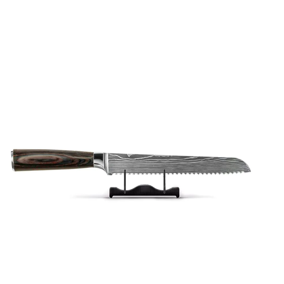 Shinrai Knives - Damascus Print 5-delige Messenset - Koksmes + Broodmes + Nakiri + Kleine Santoku + Schilmes