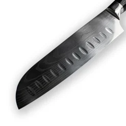 Shinrai Knives - Damascus Print Onyx Epoxy Santoku mes 18cm