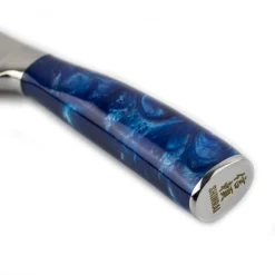 Shinrai Knives - Damascus Print Epoxy Sapphire Santoku mes 18 cm