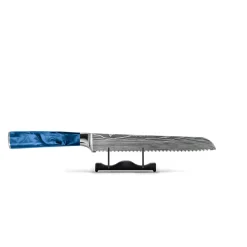 Shinrai Knives - Damascus Print Epoxy Sapphire 3-delige Messenset - Koksmes + Broodmes + Schilmes