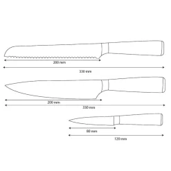 Shinrai Knives - Damascus Print Epoxy Sapphire 3-delige Messenset - Koksmes + Broodmes + Schilmes