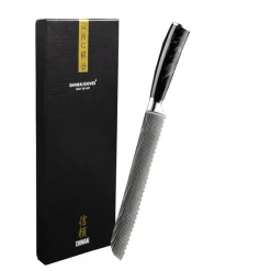 Shinrai Knives - Damascus Print Epoxy Onyx Broodmes 20 cm