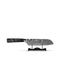 Shinrai Knives - Damascus Print Epoxy Onyx 5-delige Messenset - Koksmes + Broodmes + Nakiri + Kleine Santoku + Schilmes