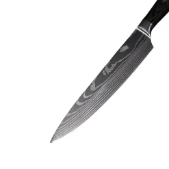 Shinrai Knives - Damascus Print 7-delige Messenset + Magnetisch Messenblok Scalae - Acacia hout