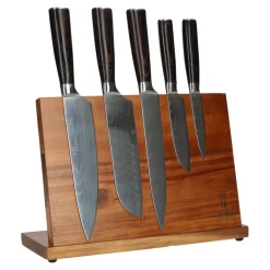 Shinrai Knives - Damascus Print 5-delig + Magnetisch Messenblok Enkelzijdig