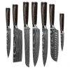 Shinrai Knives - Damascus Print 7-delige Messenset + Messenblok Cito dubbelzijdig