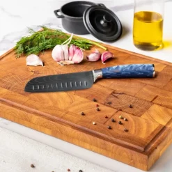 Shinrai Knives - Damascus Print Sapphire 6-delige Messenset + Messenblok Robur