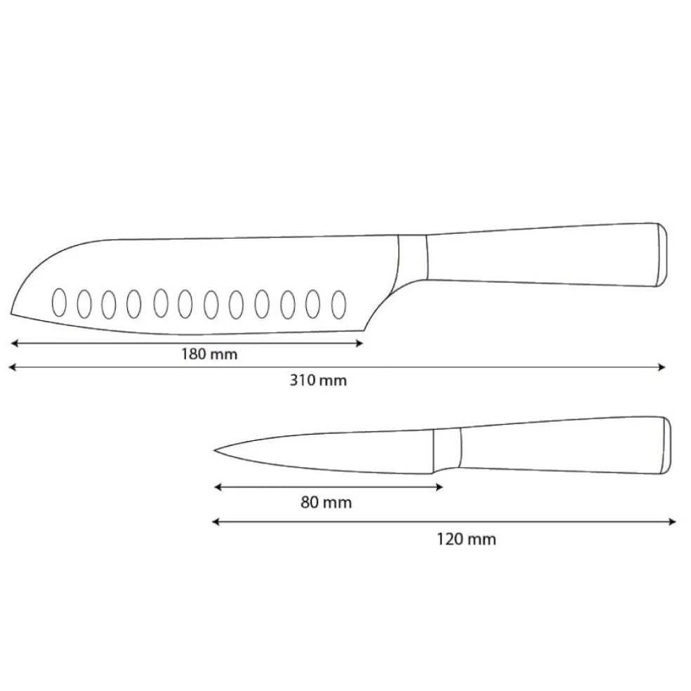 Shinrai Knives - Damascus Print Epoxy Sapphire 2-delige Messenset - Santoku + Schilmes