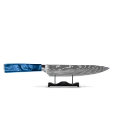 Shinrai Knives - Damascus Print Epoxy Sapphire 2-delige Messenset - Koksmes + Schilmes