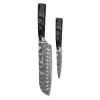 Shinrai Knives - Damascus Print Epoxy Onyx 2-delige Messenset - Santoku + Schilmes