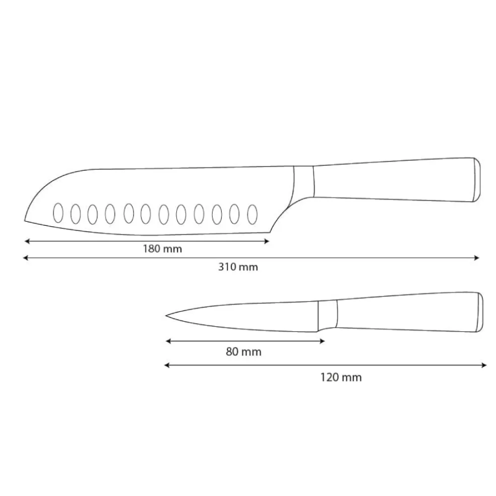 Shinrai Knives - Damascus Print Epoxy Onyx 2-delige Messenset - Santoku + Schilmes