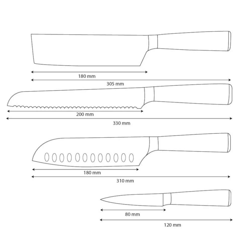 Shinrai Knives - Damascus Print Epoxy Onyx 4-delige Messenset - Santoku + Broodmes + Nakiri + Schilmes