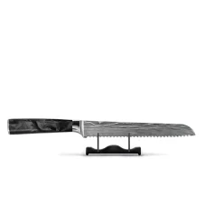 Shinrai Knives - Damascus Print Epoxy Onyx 4-delige Messenset - Santoku + Broodmes + Nakiri + Schilmes
