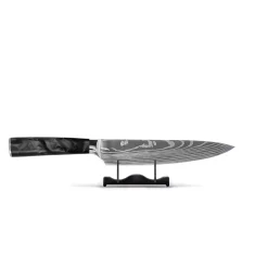 Shinrai Knives - Damascus Print Epoxy Onyx 3-delige Messenset - Koksmes + Nakiri + Schilmes