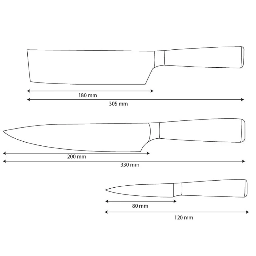 Shinrai Knives - Damascus Print Epoxy Onyx 3-delige Messenset - Koksmes + Nakiri + Schilmes