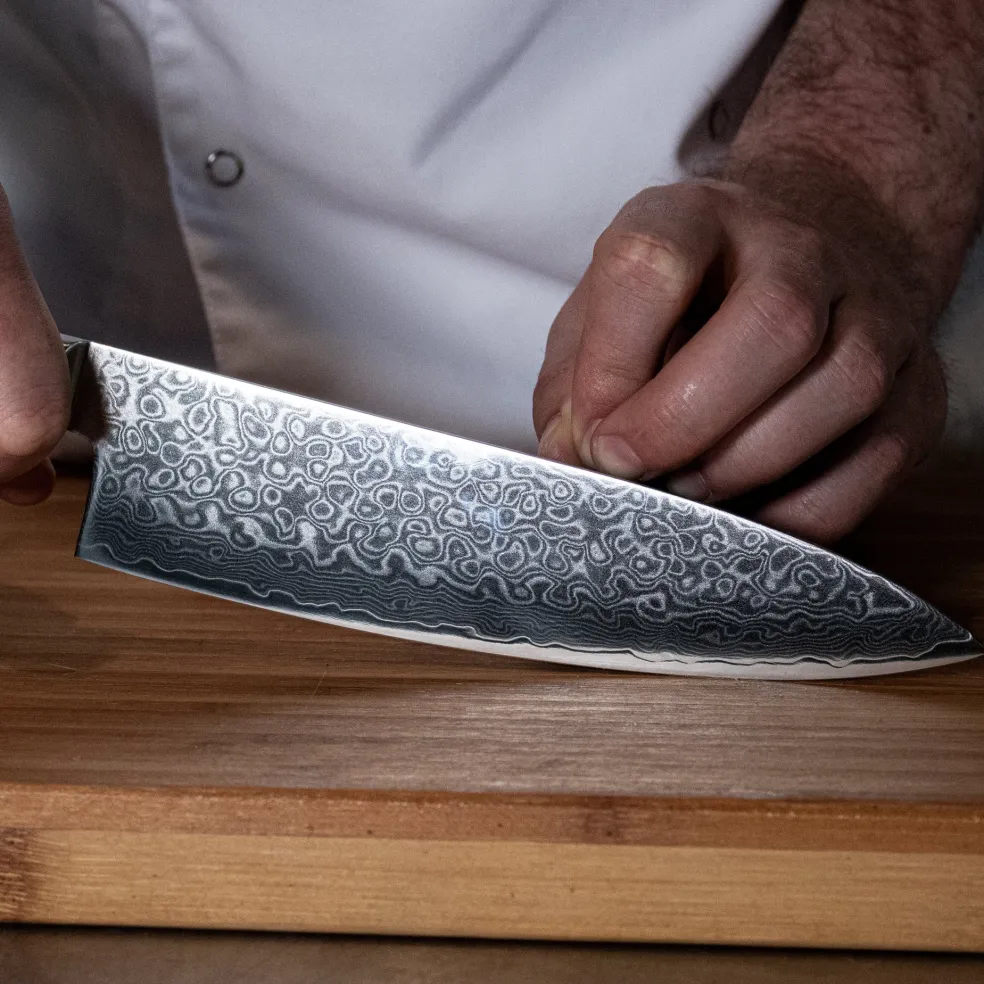 Shinrai Knives - Damast Pakka Wood Koksmes 20 cm