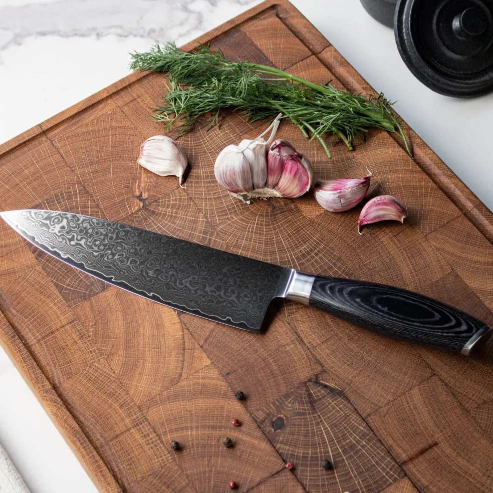 Shinrai Knives - Damast Pakka Wood Koksmes 20 cm