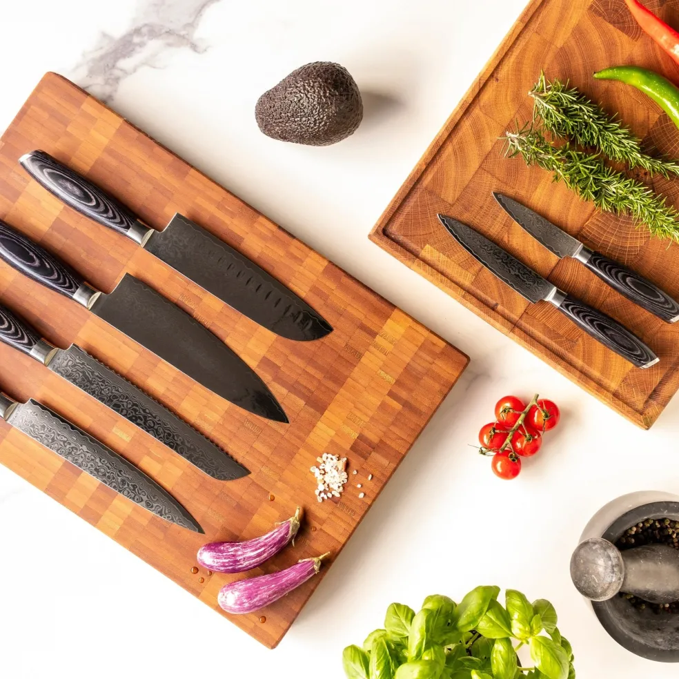 Shinrai Knives - Damast Pakka Wood 6-delige Messenset