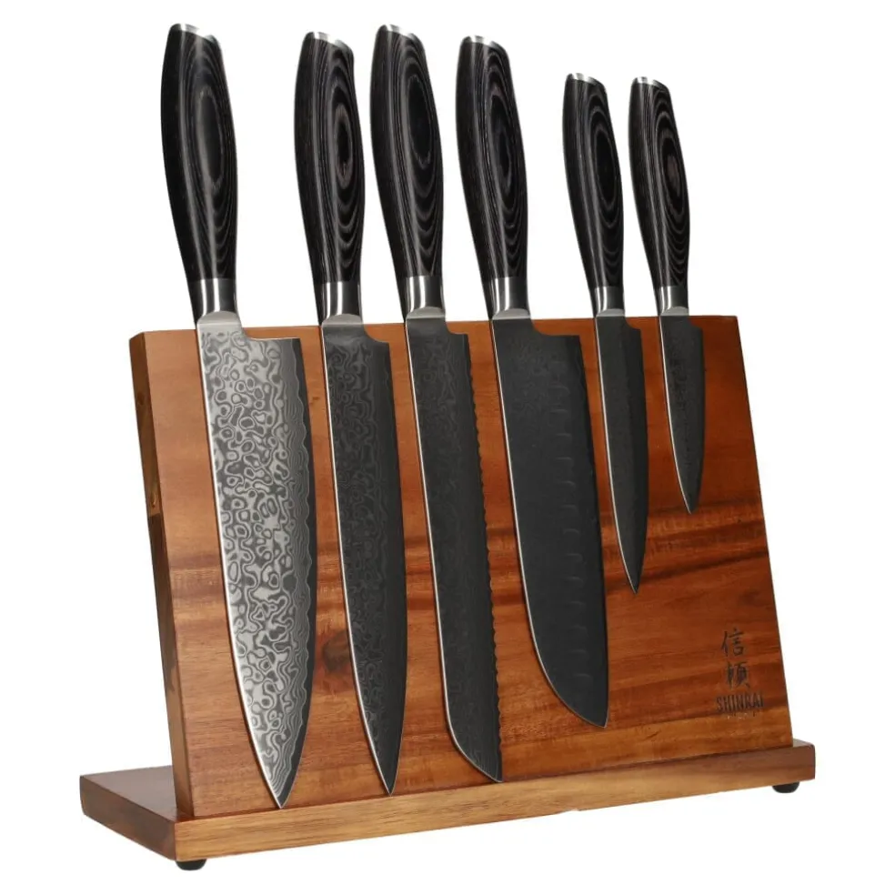 Shinrai Knives - Damast Pakka Wood 6-delige Messenset
