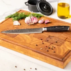 Shinrai Knives - Damast Pakka Wood 6-delige Messenset + Messenblok Robur