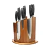 Shinrai Knives - Damast Pakka Wood 6-delige Messenset + Magnetisch Messenblok Scalae - Acacia hout