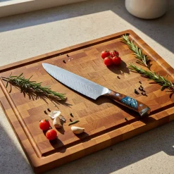 Shinrai Knives - Eclipse 4-delige Damascus Messenset - Koksmes + Nakiri + Santoku + Broodmes