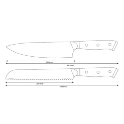 Shinrai Knives - Eclipse 2-delige Damascus Messenset - Koksmes + Broodmes