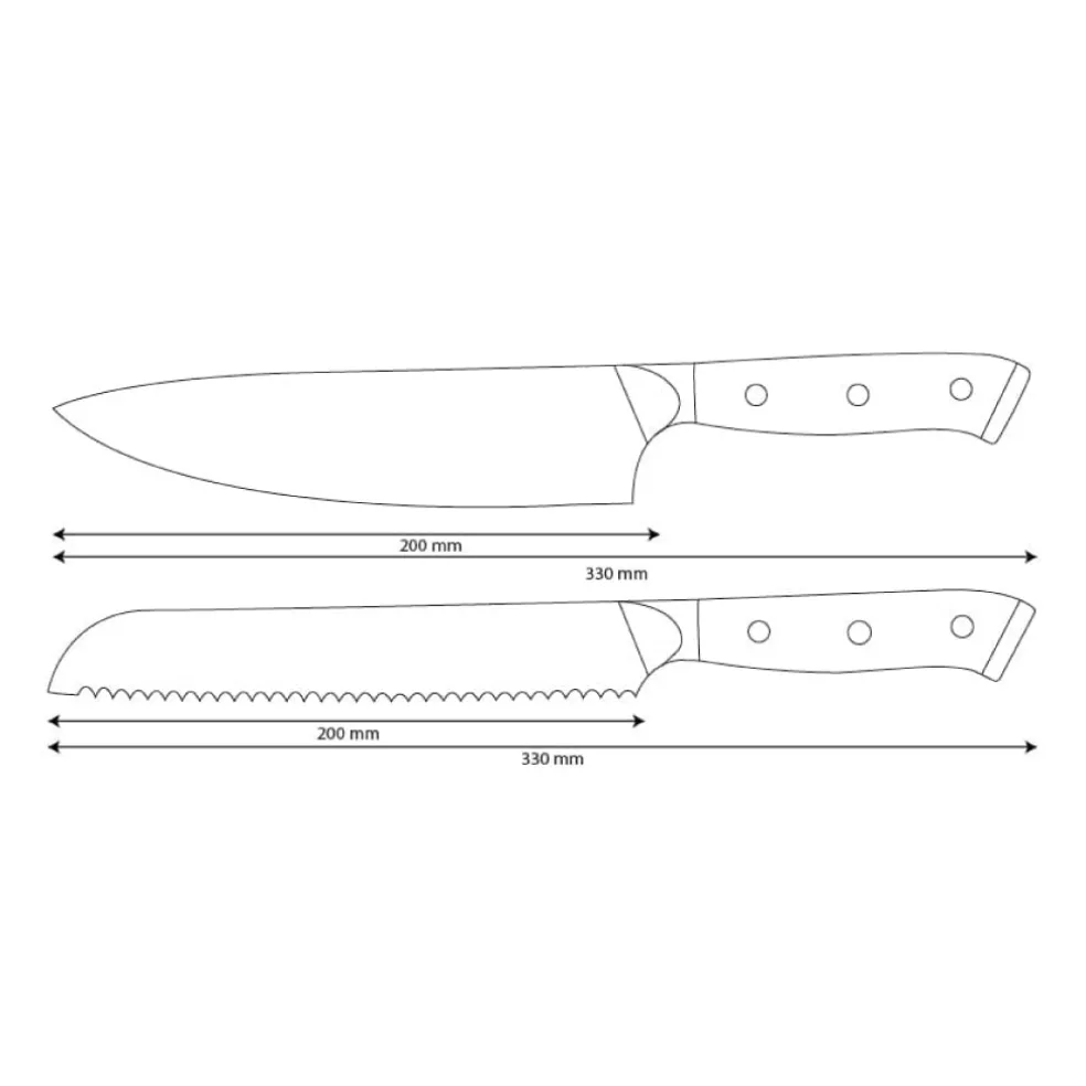 Shinrai Knives - Eclipse 2-delige Damascus Messenset - Koksmes + Broodmes