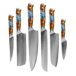 Shinrai Knives - Eclipse Series 6-delige Damascus Messenset