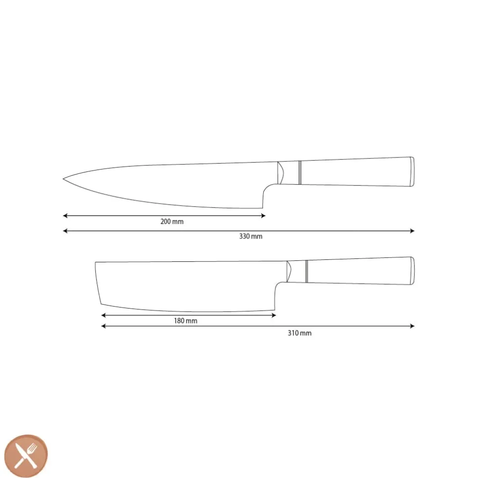 Shinrai Knives - Epoxy Onyx 2-delige Damascus Messenset - Koksmes + Nakiri