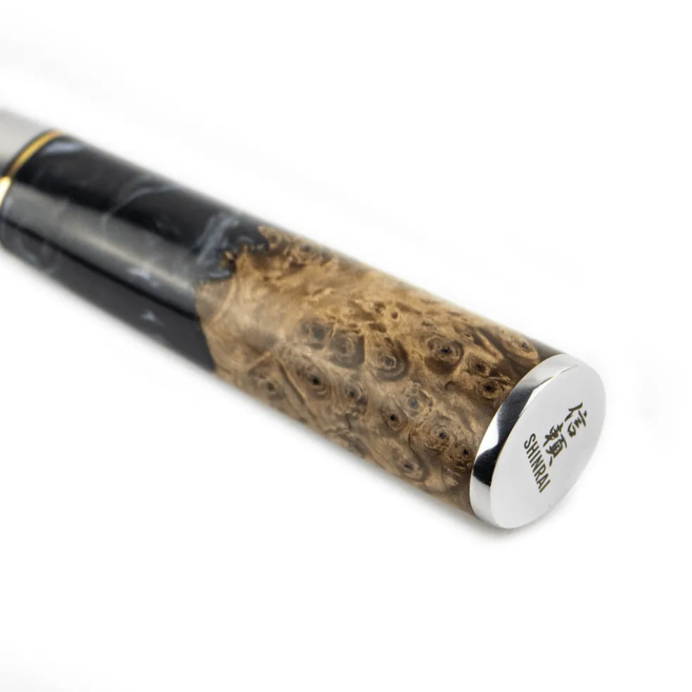 Shinrai Knives - Epoxy Onyx 6-delige Damascus Messenset + Magnetisch Messenblok Dubbelzijdig - Zwart