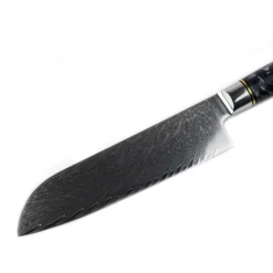Shinrai Knives - Epoxy Onyx 6-delige Damascus Messenset + Magnetisch Messenblok Scalae - Acacia hout