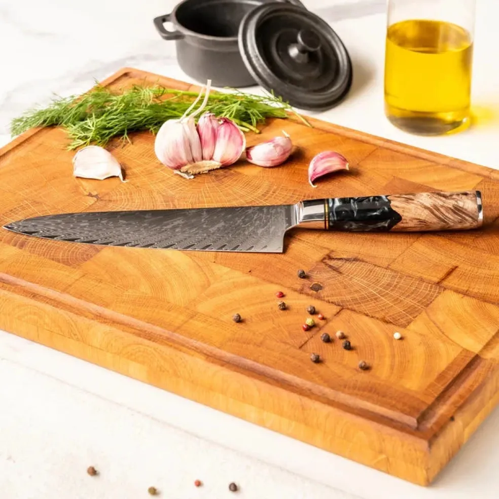 Shinrai Knives - Epoxy Onyx 6-delige Messenset + Messenblok Stans