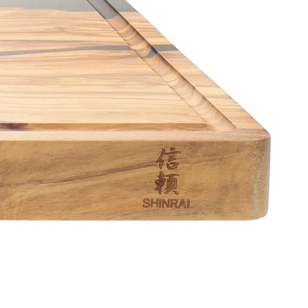 Shinrai Knives - Epoxy Onyx Snijplank Olijfhout - 40 x 30 x 3 cm