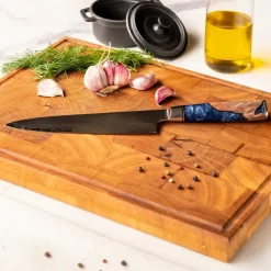 Shinrai Knives - Epoxy Sapphire 6-delige Messenset + Messenblok Robur