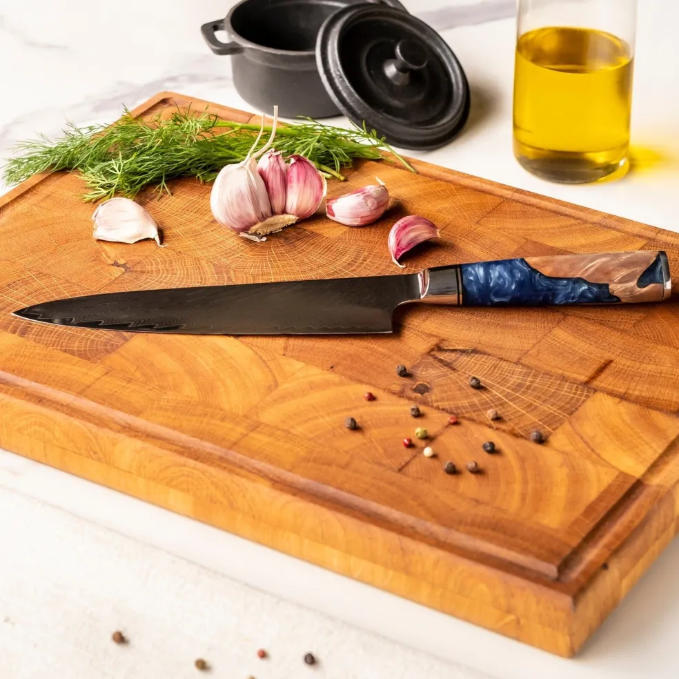 Shinrai Knives - Epoxy Sapphire 6-delige Messenset + Messenblok Robur